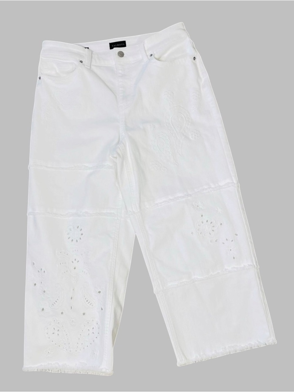 TALBOTS Eyelet Embroidered Cropped Jeans - Picture 2 of 6